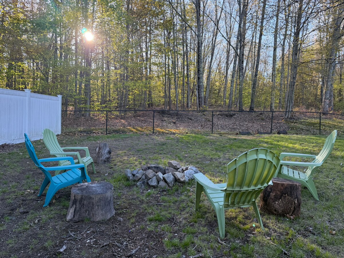 Outdoor firepit with Adirondack chairs
